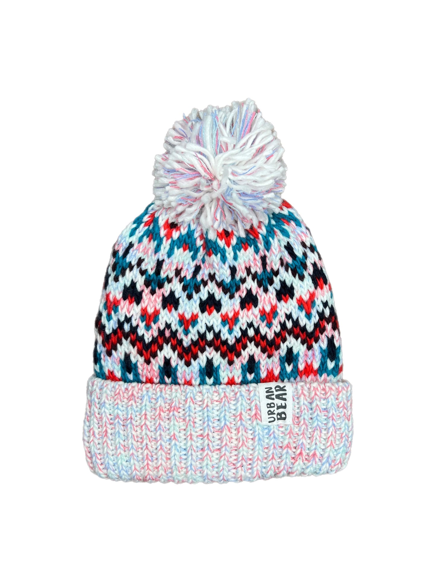 Nordic Bobble Hat - Geometric Fleece Lined Beanie