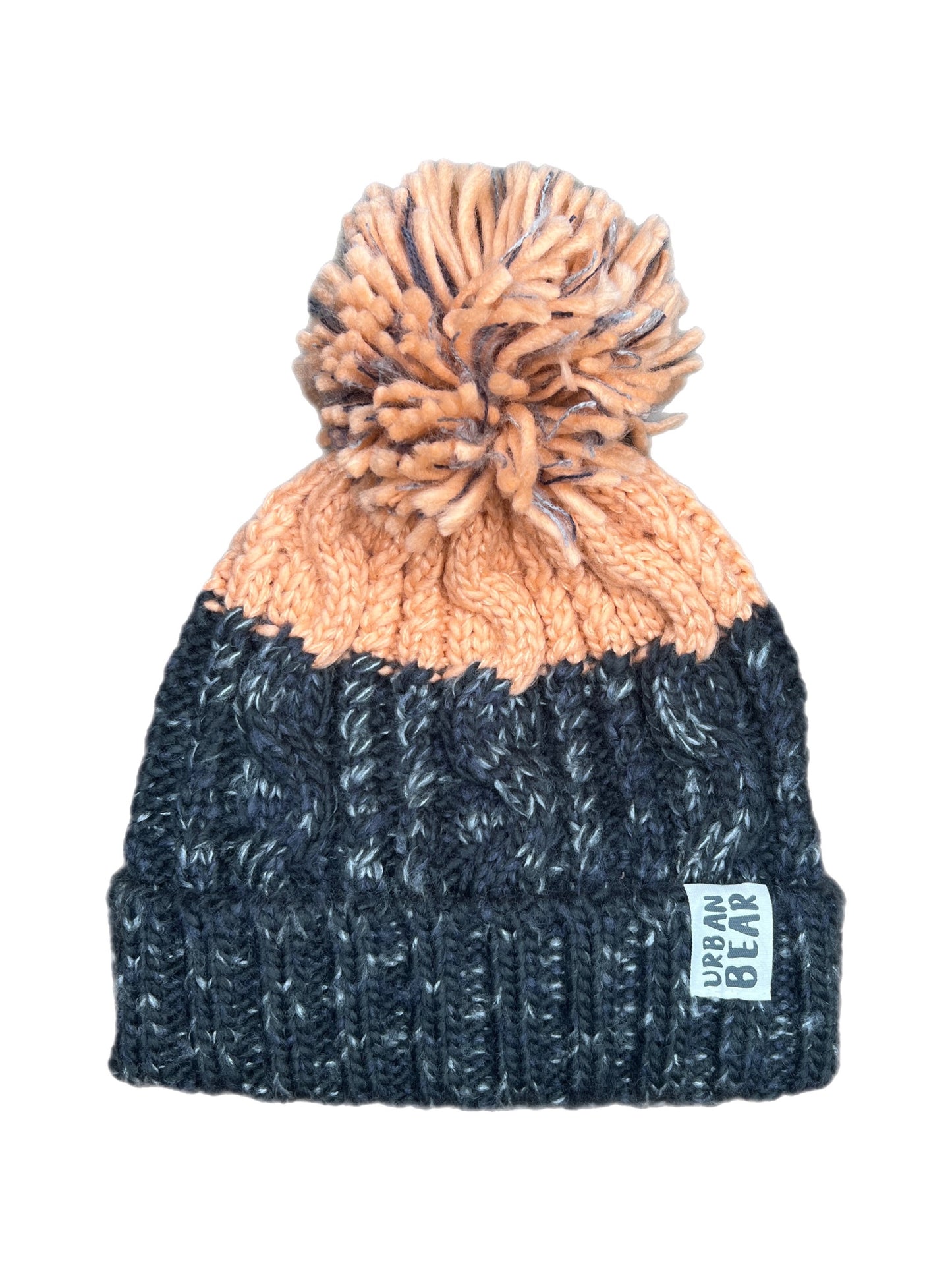 Alpine Bobble Hat - Cable Knit Beanie with Fleece Band