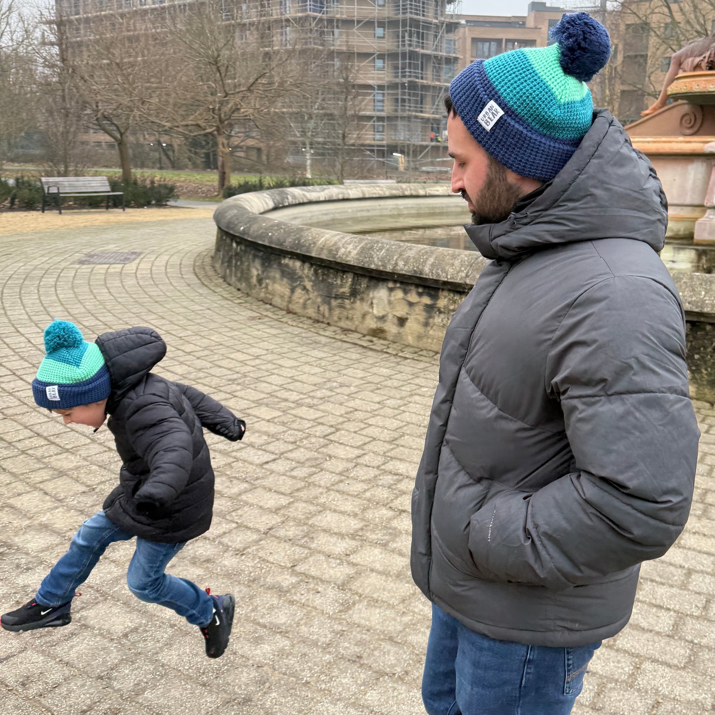 Matching hat set, dad and son.
