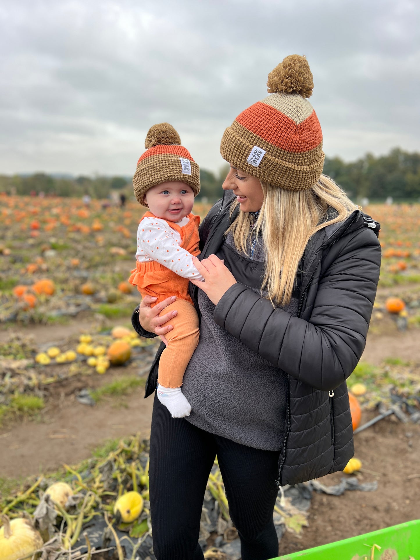 Matching Adult & Child Waffle Hat Set