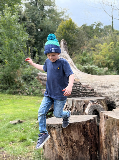 Kids Waffle Bobble Hat - Chunky Knit Beanie